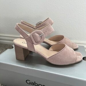 Gabor NEW Blush Pink Suede Block Heel Sandal